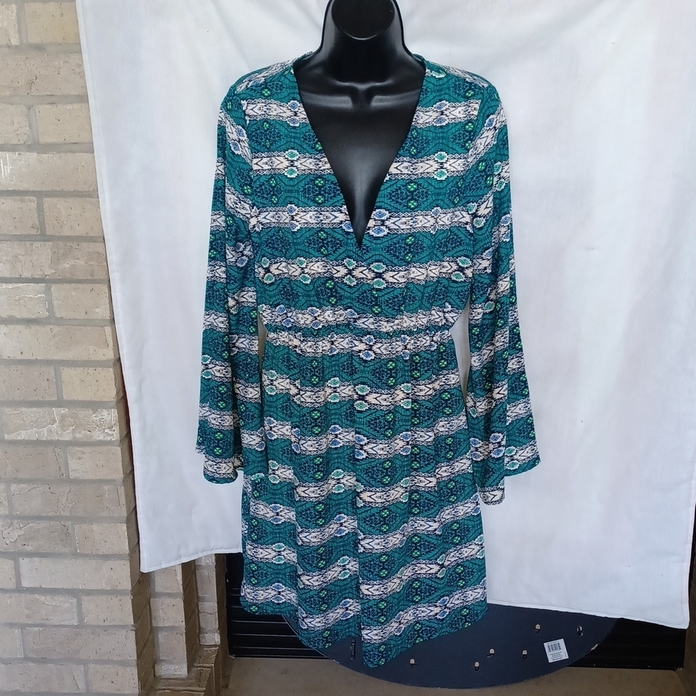 Peach Love California boho bell sleeve M, Native American print
